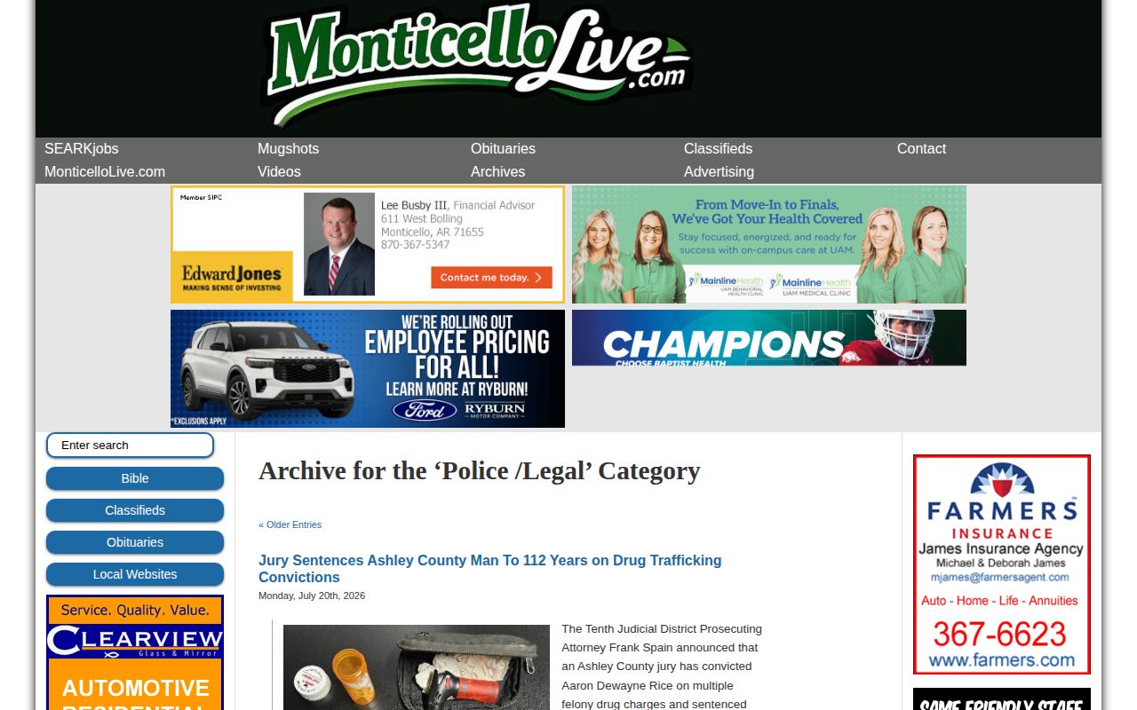 Drew County crime news in Monticello Live Police and Legal archive